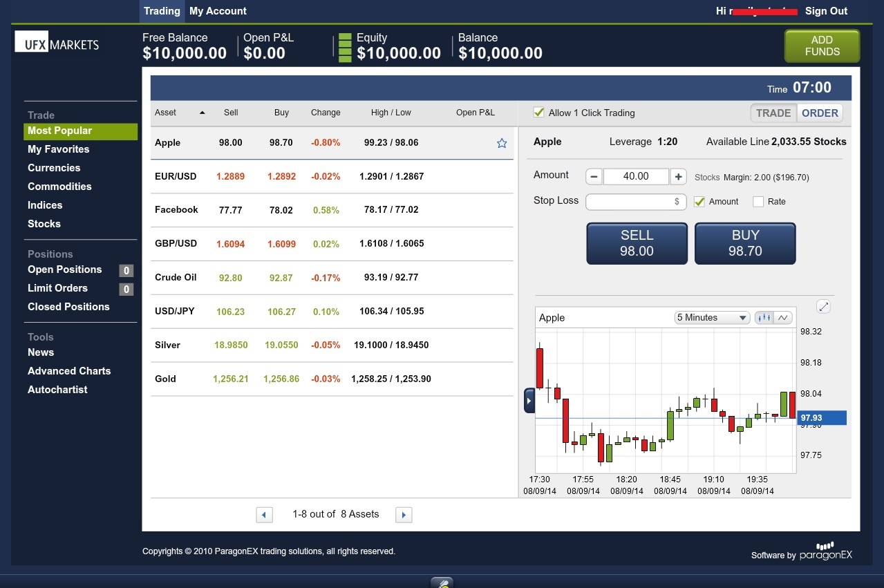 ParagonEX user interface