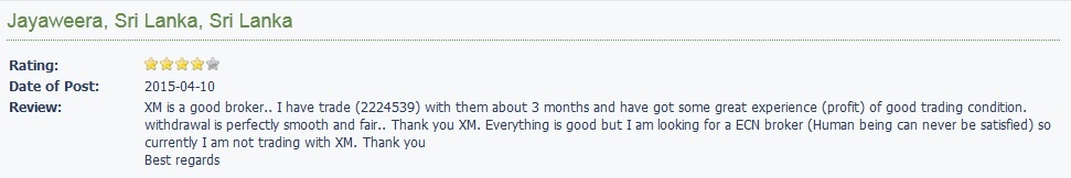 XM gebruikerscommentaar