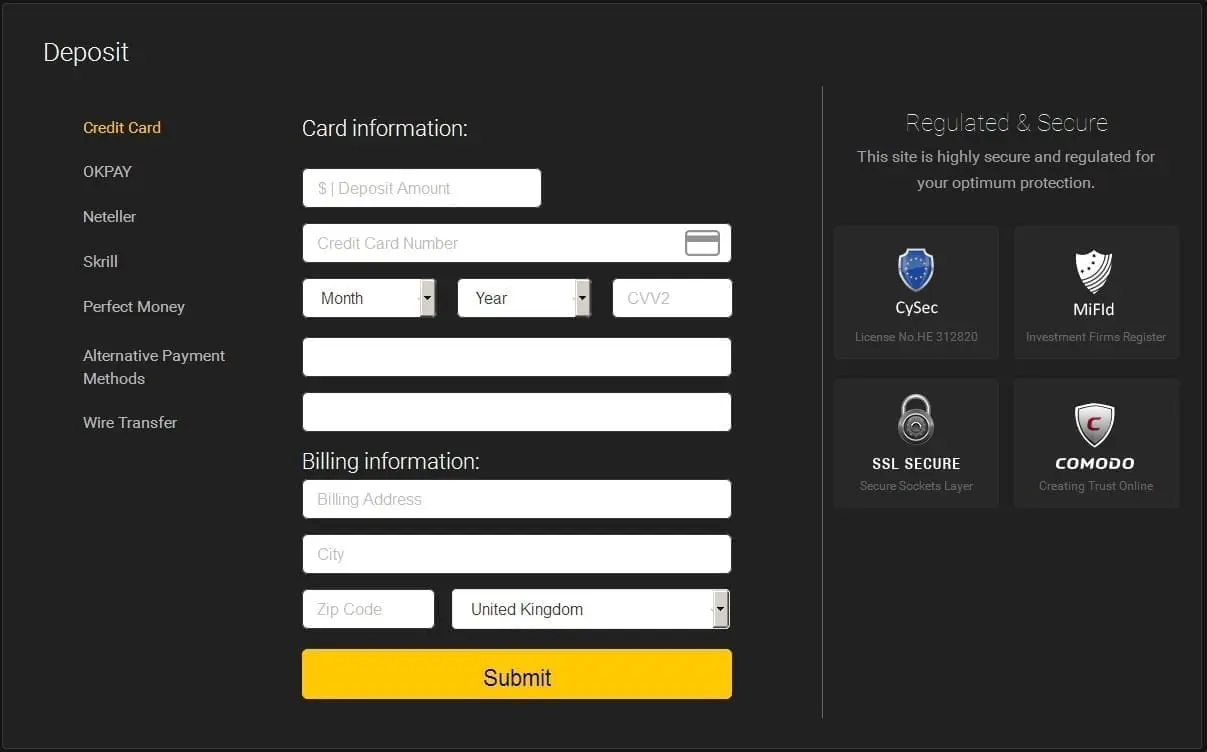 24option deposit page