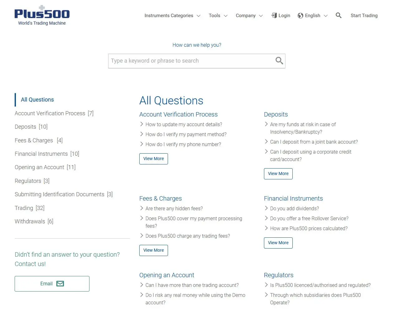 Plus500 FAQ page