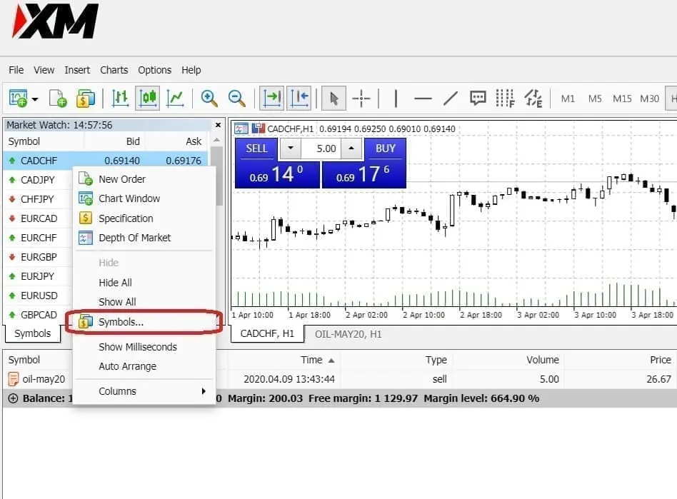 Adding gold on XM's MT5 WebTrader platform