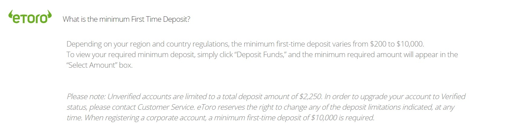 etoro initial deposit